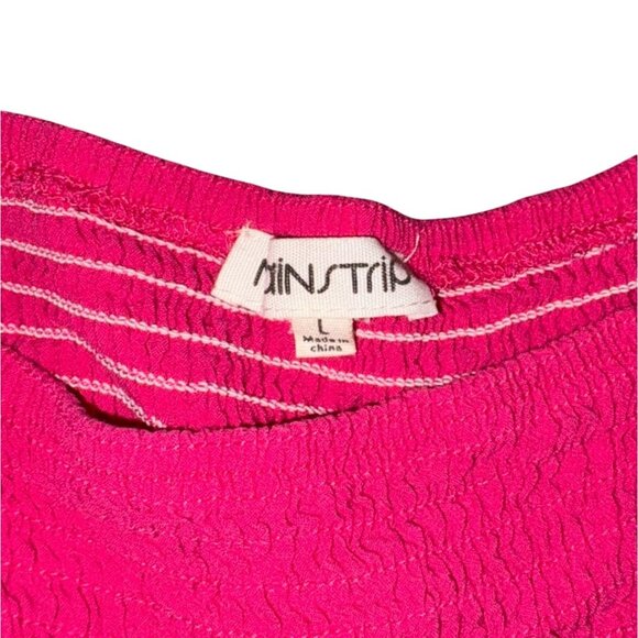 Main Strip Color Block Ruffle Dress-Pink/Orange-Large-GUC - Picture 3 of 7